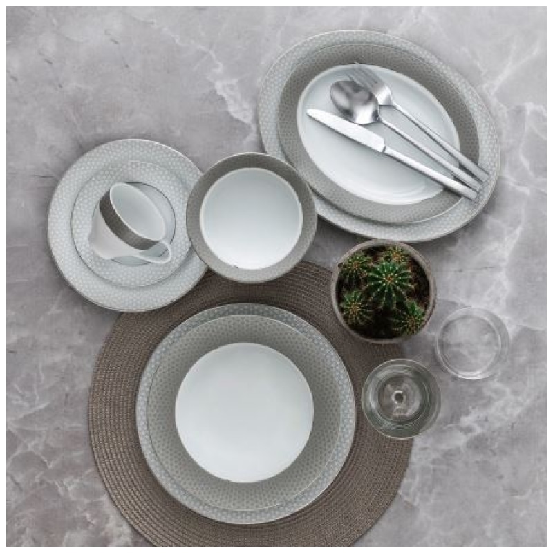 Tolstoy Tafelservice Set 84 tlg. grauer Deko 4