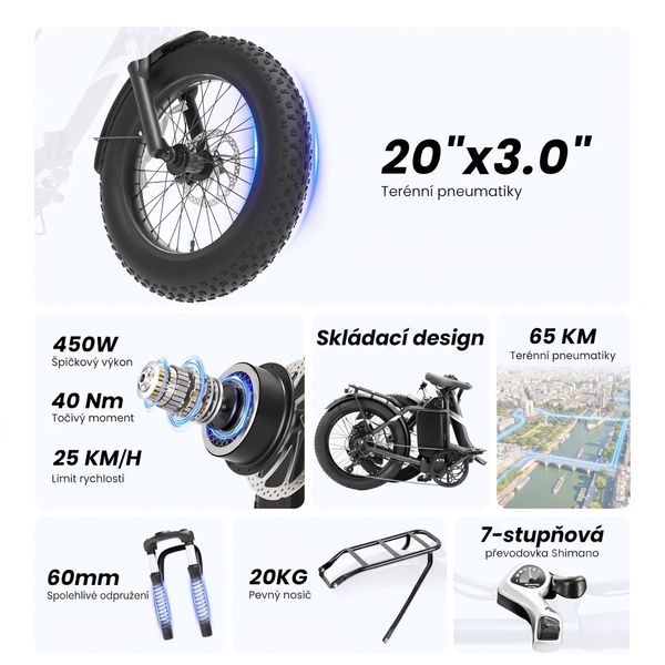 Skl&aacute;dac&iacute; konstrukce a zadn&iacute; nosič elektrokola Touroll S3